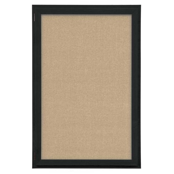 Indoor Enclosed Combo Board, 72"x36", Satin Frame/Black & Medium Grey